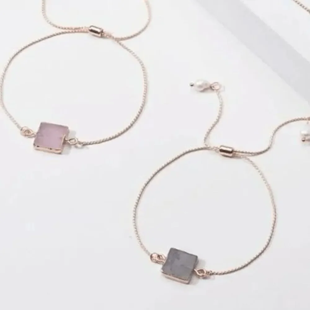 Ladies Grey Square Stone Adjustable Bracelet